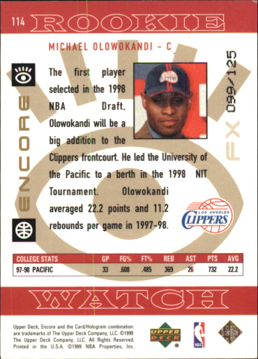 1998/1999 Encore (Upper Deck) Basketball - Picture 197 of 297