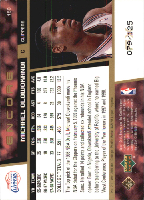 1998/1999 Encore (Upper Deck) Basketball - Picture 253 of 297