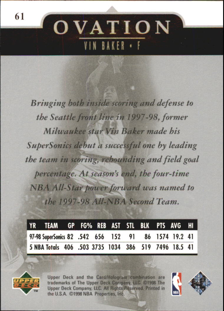 1998/1999 Ovation (Upper Deck) Basketball - Picture 51 of 67