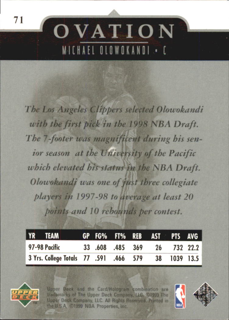 1998/1999 Ovation (Upper Deck) Basketball - Picture 61 of 67