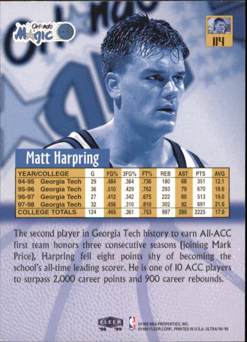 1998/1999 Ultra (Fleer) Basketball Part 1 Main Set Cards - Picture 203 of 219