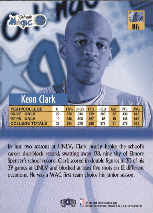 1998/1999 Ultra (Fleer) Basketball Part 1 Main Set Cards - Picture 207 of 219