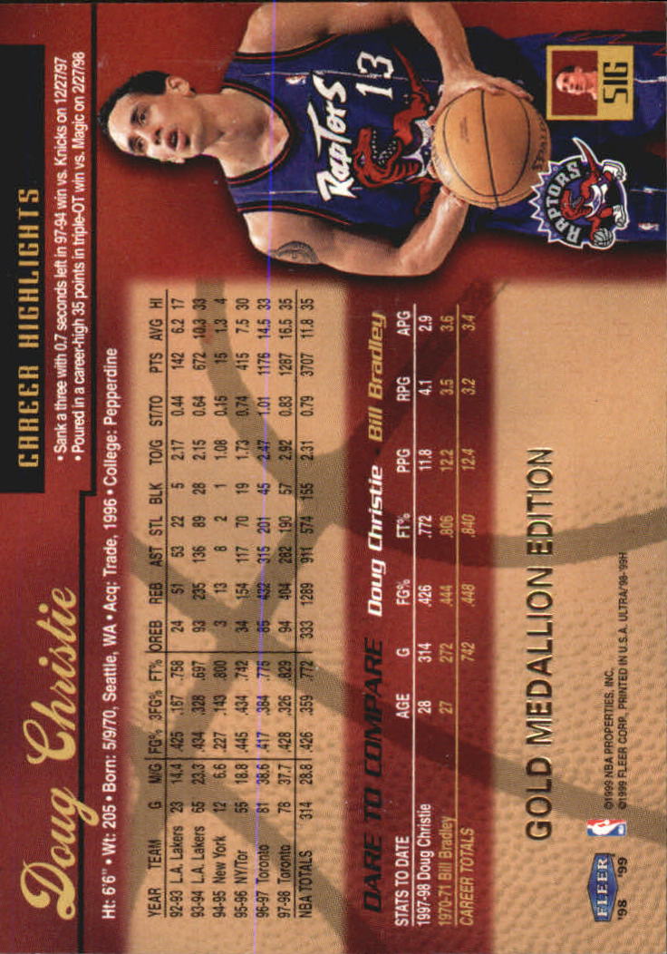 1998/1999 Ultra (Fleer) Basketball Part 2 Parallel and Insert Cards - Picture 83 of 185