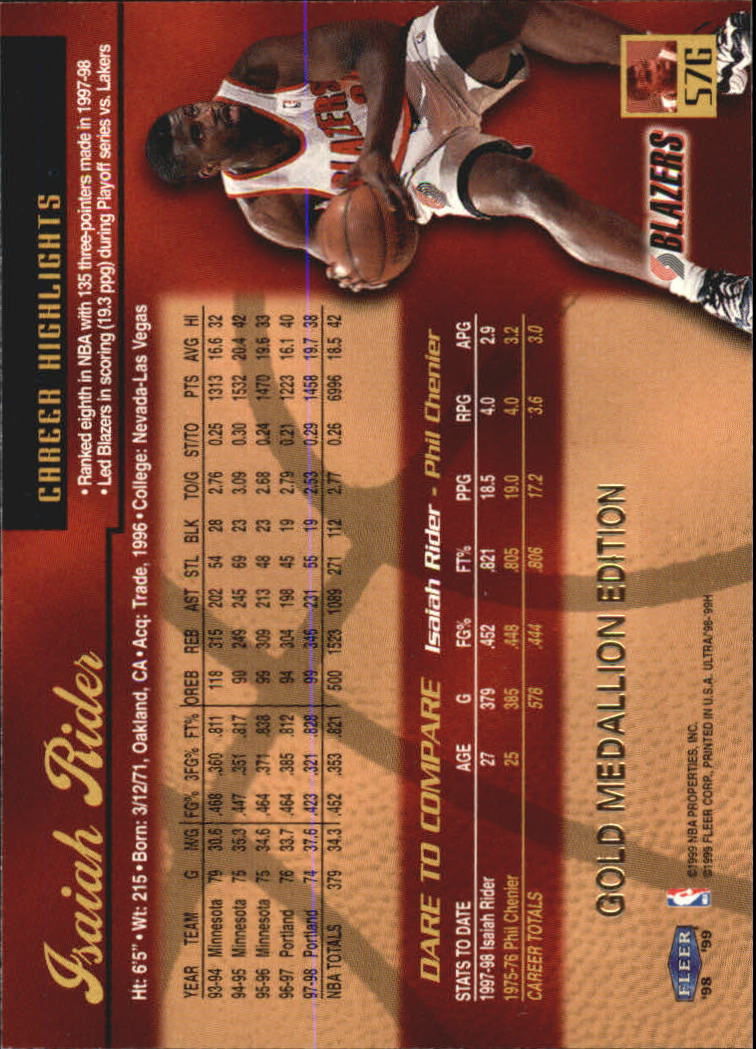 1998/1999 Ultra (Fleer) Basketball Part 2 Parallel and Insert Cards - Picture 93 of 185