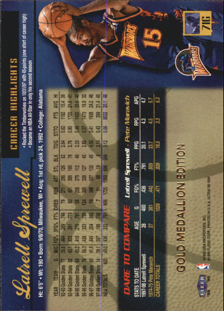 1998/1999 Ultra (Fleer) Basketball Part 2 Parallel and Insert Cards - Picture 115 of 185