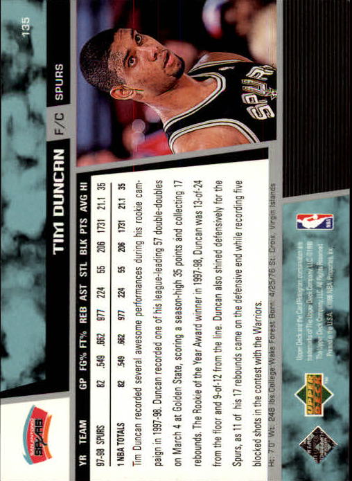 1998/1999 Upper Deck Basketball Part 1 Main Set Cards #1 to #268 - Picture 241 of 461