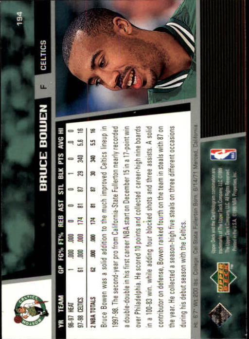 1998/1999 Upper Deck Basketball Part 1 Main Set Cards #1 to #268 - Picture 333 of 461
