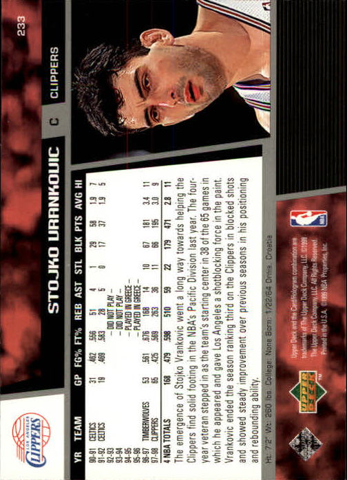 1998/1999 Upper Deck Basketball Part 1 Main Set Cards #1 to #268 - Picture 401 of 461