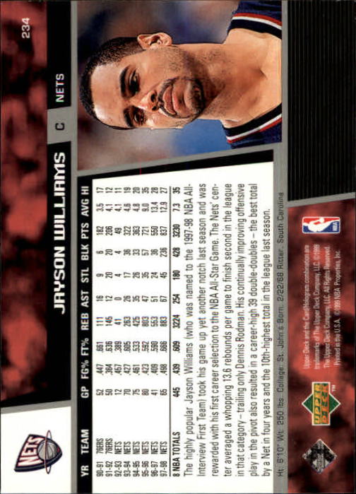 1998/1999 Upper Deck Basketball Part 1 Main Set Cards #1 to #268 - Picture 403 of 461