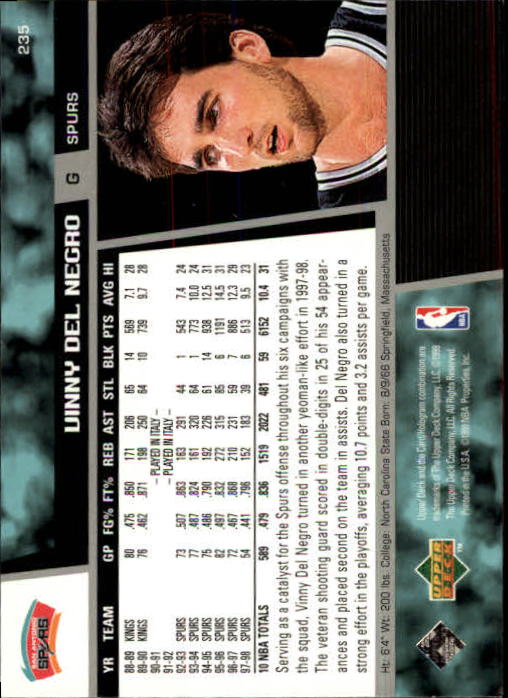 1998/1999 Upper Deck Basketball Part 1 Main Set Cards #1 to #268 - Picture 405 of 461