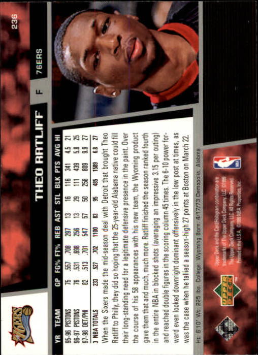 1998/1999 Upper Deck Basketball Part 1 Main Set Cards #1 to #268 - Picture 407 of 461