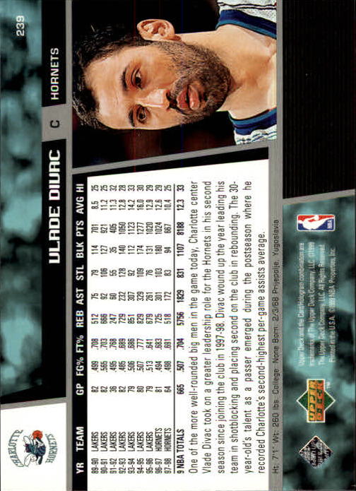 1998/1999 Upper Deck Basketball Part 1 Main Set Cards #1 to #268 - Picture 413 of 461