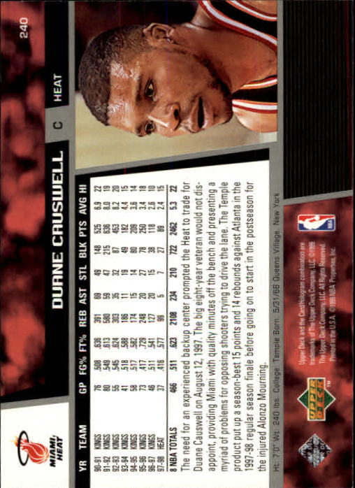 1998/1999 Upper Deck Basketball Part 1 Main Set Cards #1 to #268 - Picture 415 of 461
