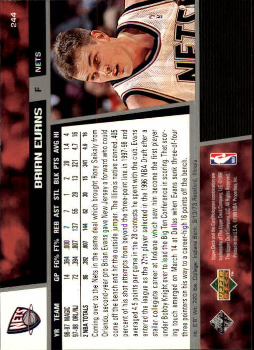 1998/1999 Upper Deck Basketball Part 1 Main Set Cards #1 to #268 - Picture 421 of 461