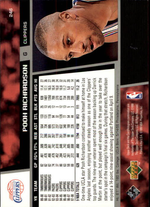 1998/1999 Upper Deck Basketball Part 1 Main Set Cards #1 to #268 - Picture 423 of 461