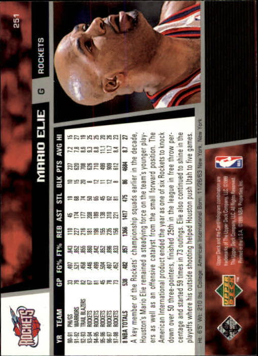 1998/1999 Upper Deck Basketball Part 1 Main Set Cards #1 to #268 - Picture 433 of 461