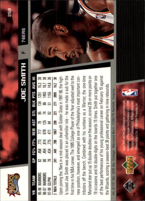 1998/1999 Upper Deck Basketball Part 1 Main Set Cards #1 to #268 - Picture 445 of 461
