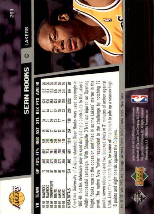 1998/1999 Upper Deck Basketball Part 1 Main Set Cards #1 to #268 - Picture 449 of 461