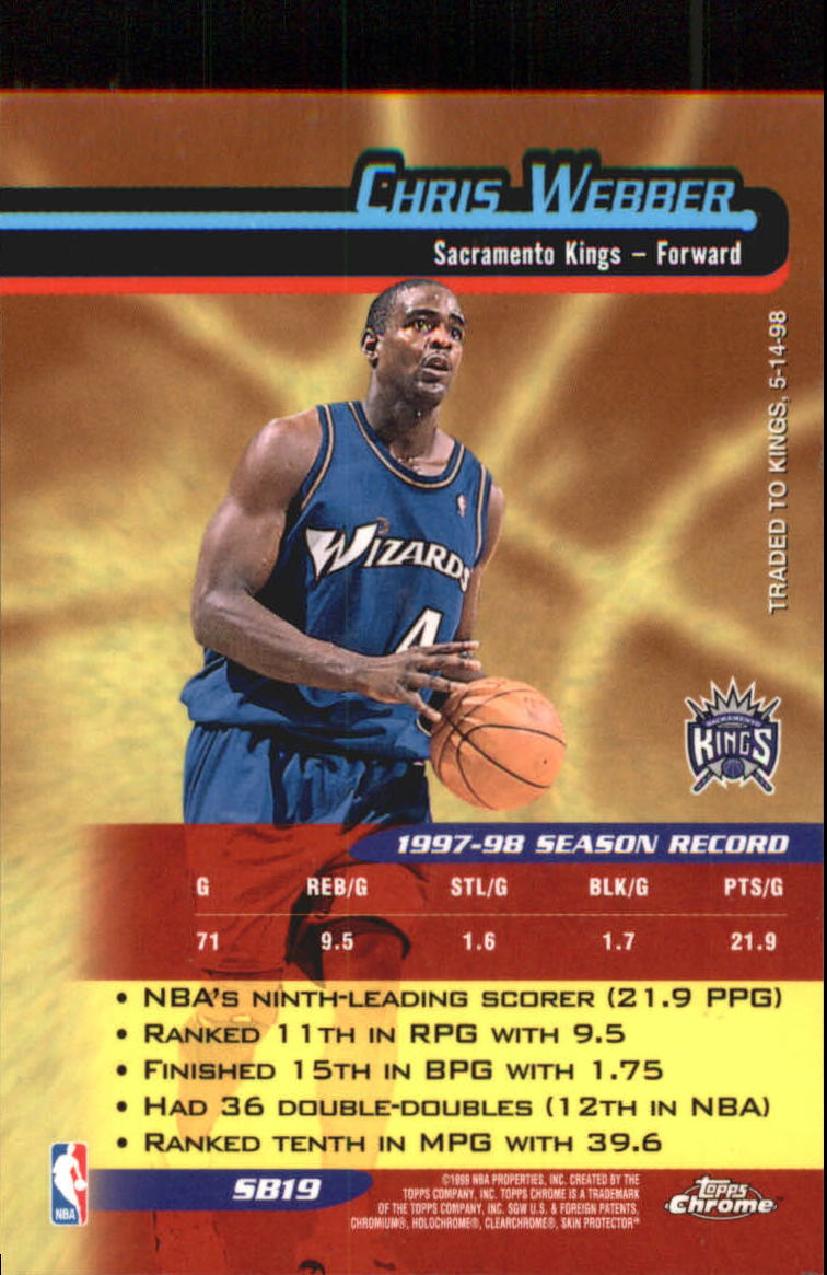 1998/1999 Topps Chrome Basketball Part 3 Insert Cards - Picture 41 of 51