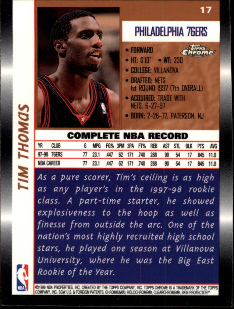 1998/1999 Topps Chrome Basketball Part 1 Main Set Cards - Picture 9 of 107