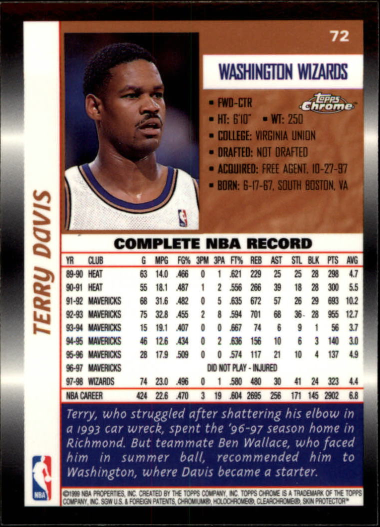 1998/1999 Topps Chrome Basketball Part 1 Main Set Cards - Picture 25 of 107