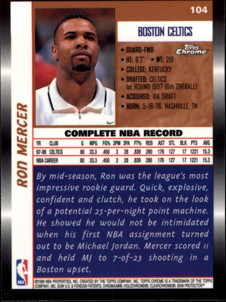 1998/1999 Topps Chrome Basketball Part 1 Main Set Cards - Picture 35 of 107
