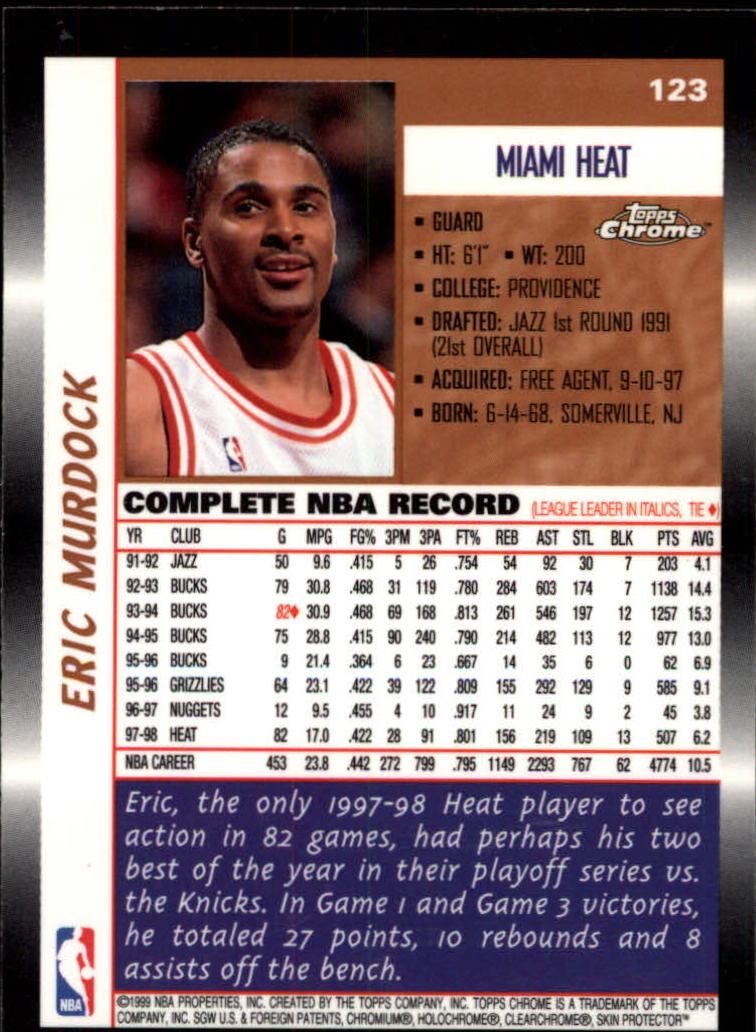 1998/1999 Topps Chrome Basketball Part 1 Main Set Cards - Picture 45 of 107