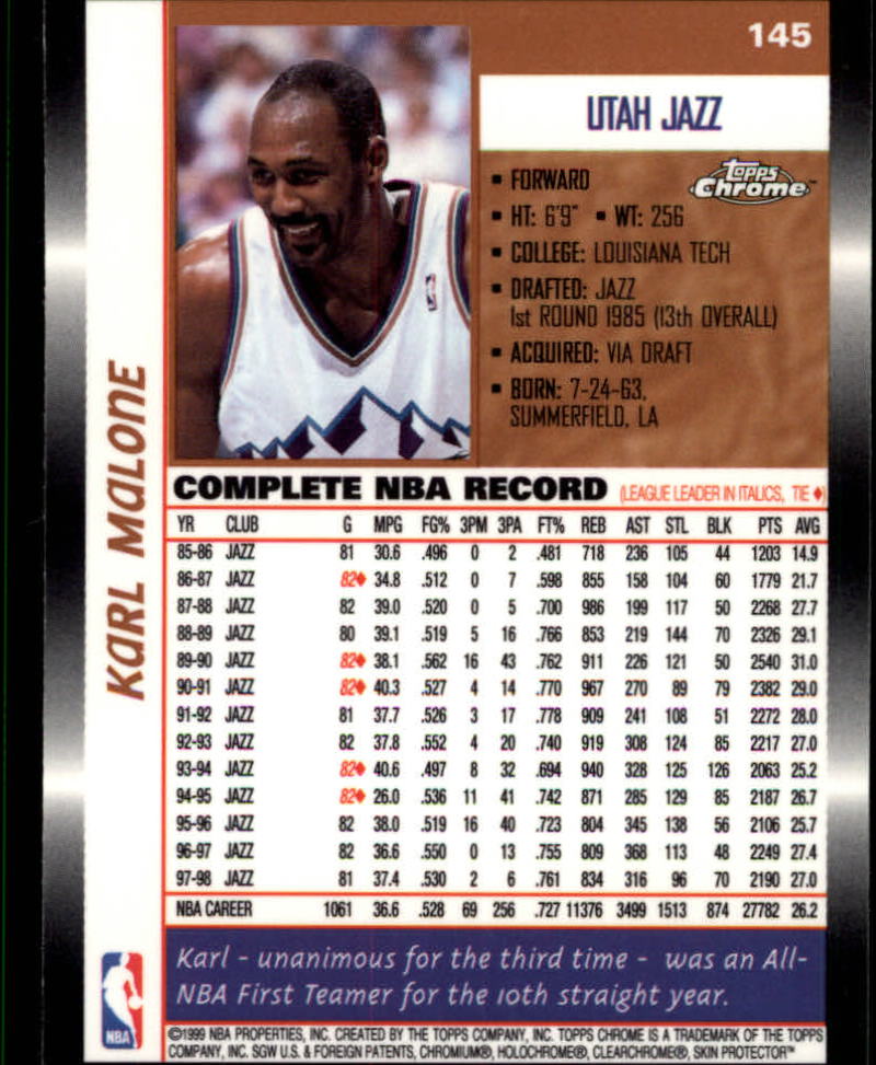 1998/1999 Topps Chrome Basketball Part 1 Main Set Cards - Picture 55 of 107