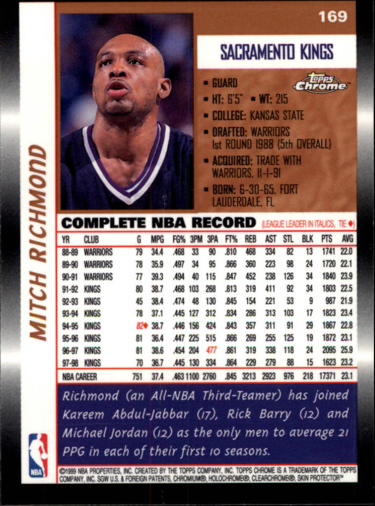 1998/1999 Topps Chrome Basketball Part 1 Main Set Cards - Picture 69 of 107