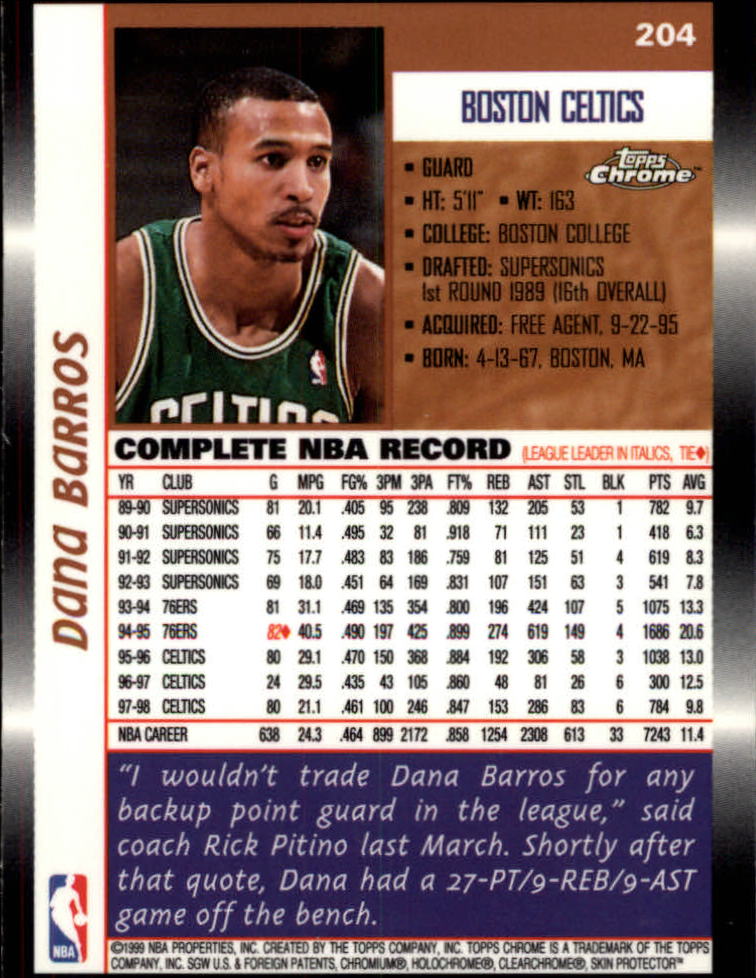 1998/1999 Topps Chrome Basketball Part 1 Main Set Cards - Picture 85 of 107