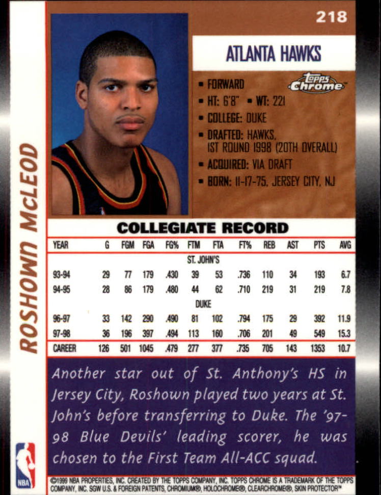 1998/1999 Topps Chrome Basketball Part 1 Main Set Cards - Picture 93 of 107