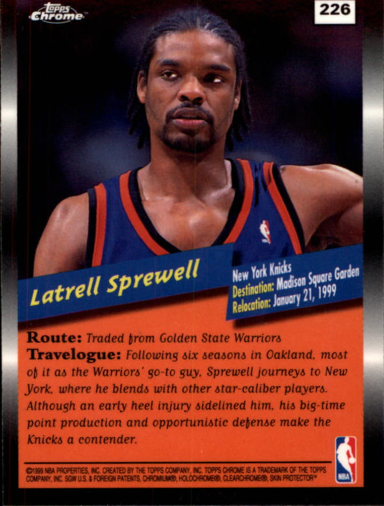 1998/1999 Topps Chrome Basketball Part 1 Main Set Cards - Picture 105 of 107