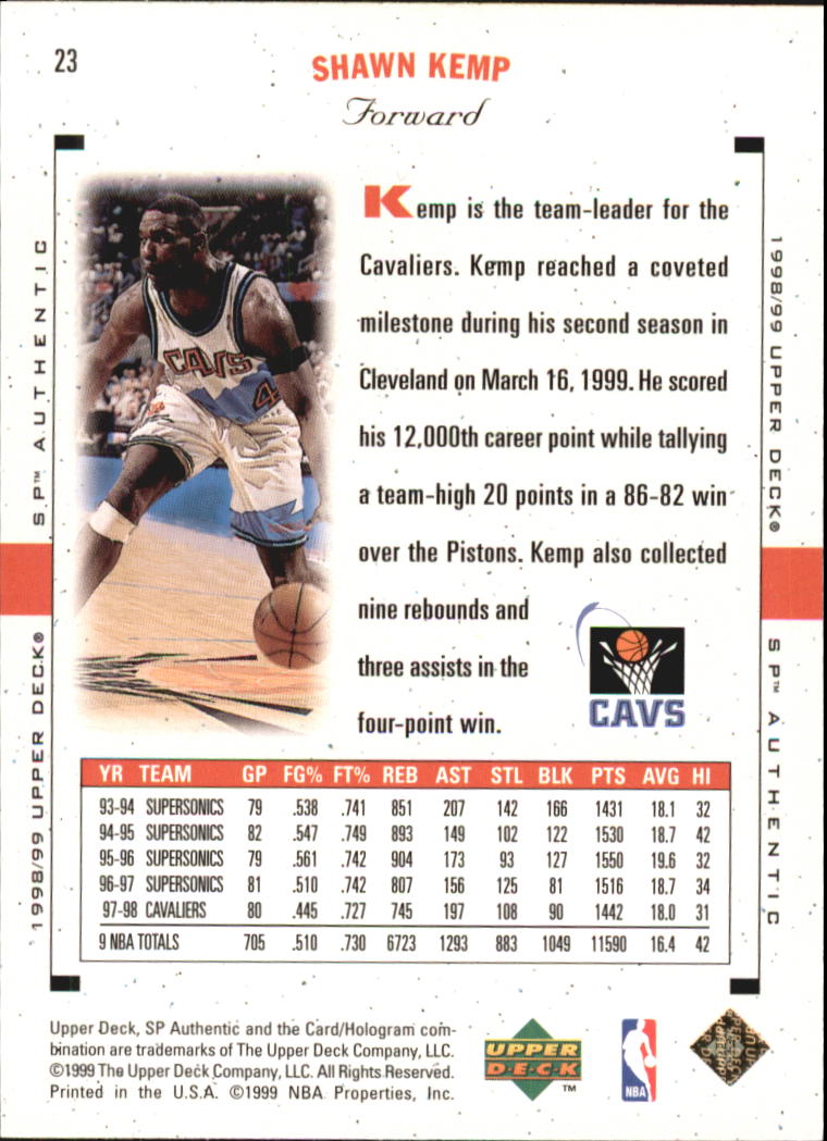 1998/1999 SP Authentic (Upper Deck) Basketball - Picture 21 of 129