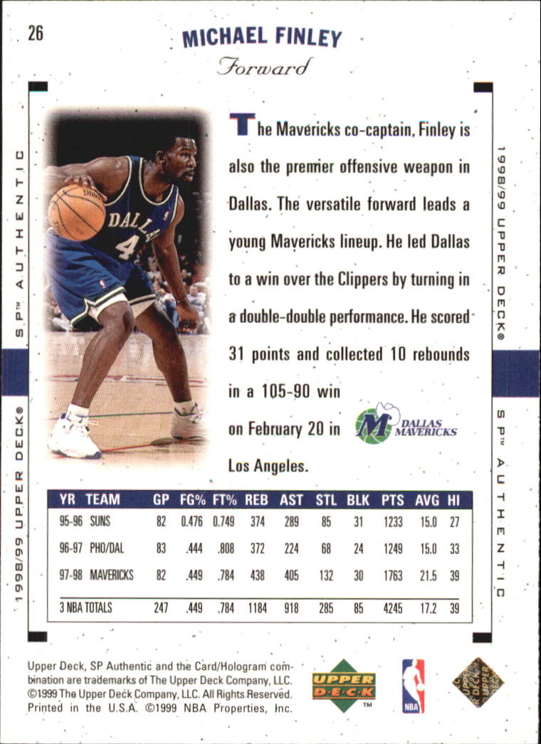 1998/1999 SP Authentic (Upper Deck) Basketball - Picture 25 of 129