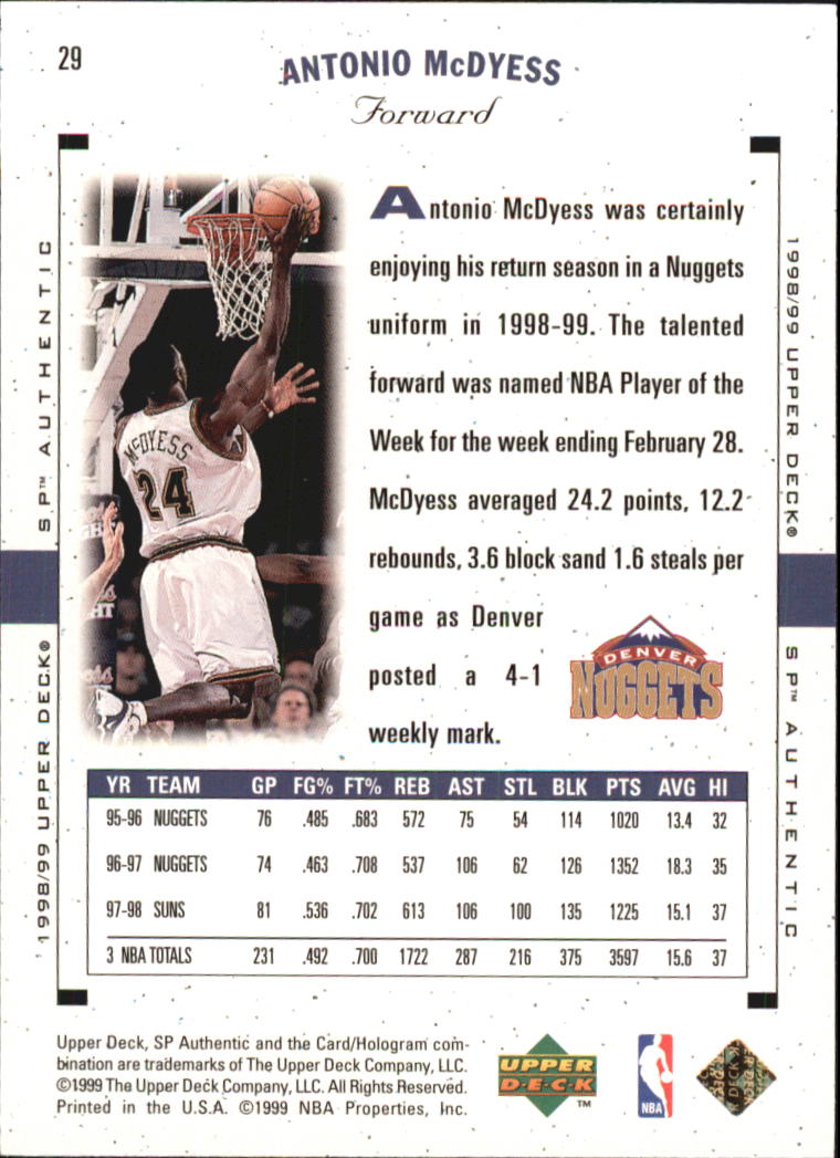 1998/1999 SP Authentic (Upper Deck) Basketball - Picture 27 of 129