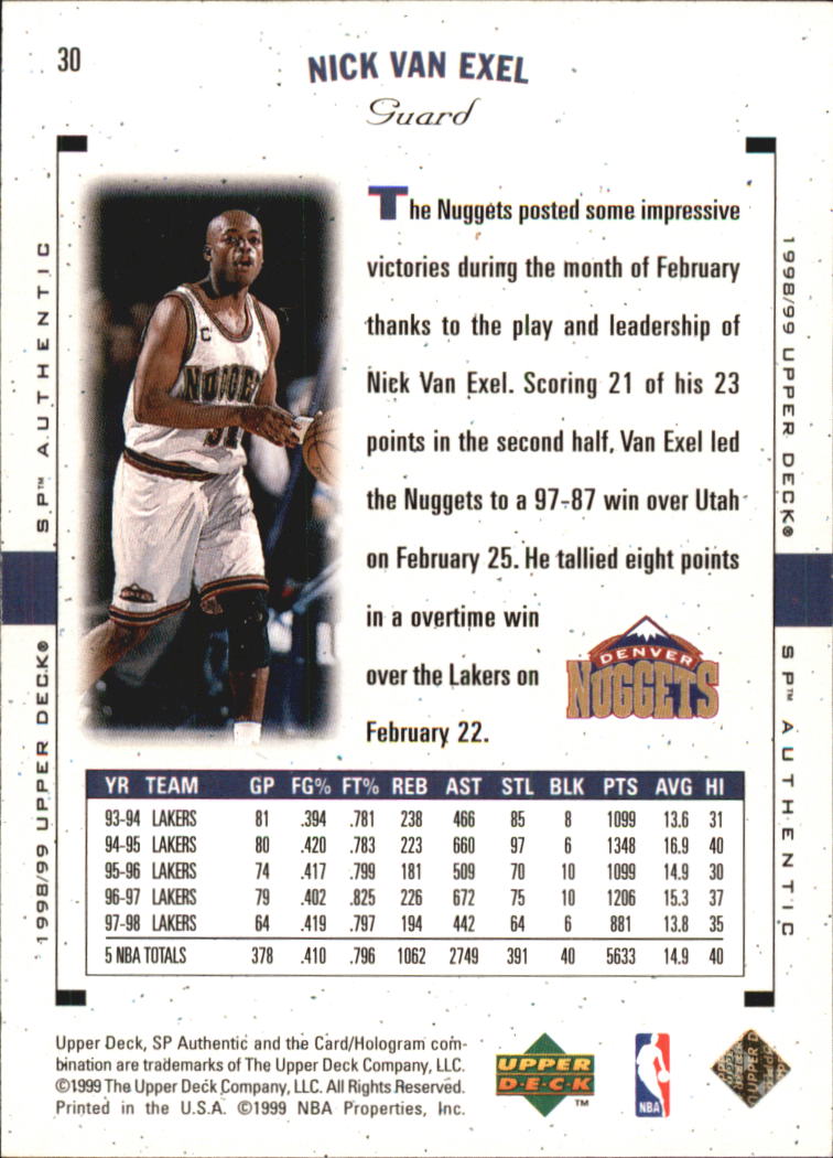 1998/1999 SP Authentic (Upper Deck) Basketball - Picture 29 of 129