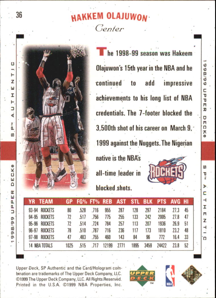 1998/1999 SP Authentic (Upper Deck) Basketball - Picture 37 of 129