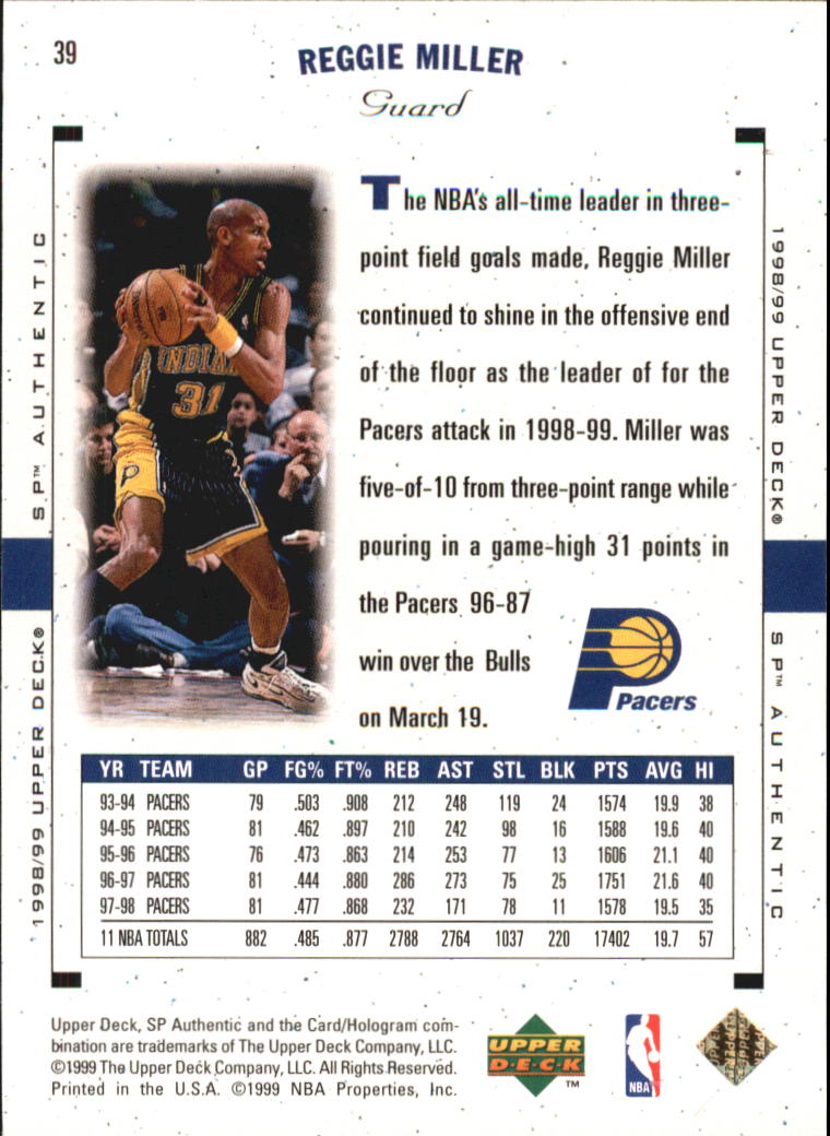 1998/1999 SP Authentic (Upper Deck) Basketball - Picture 41 of 129