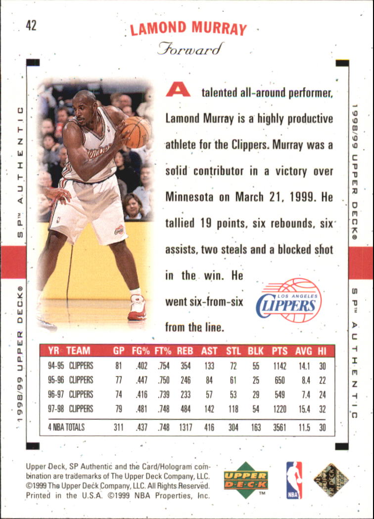 1998/1999 SP Authentic (Upper Deck) Basketball - Picture 45 of 129