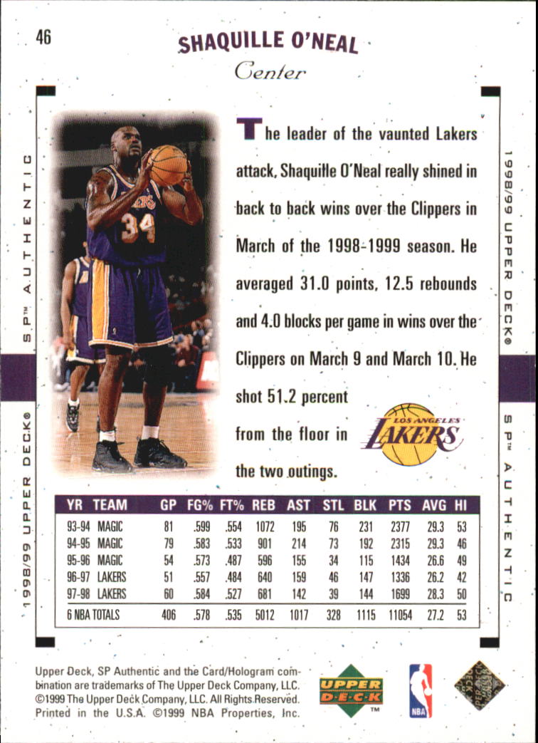 1998/1999 SP Authentic (Upper Deck) Basketball - Picture 51 of 129