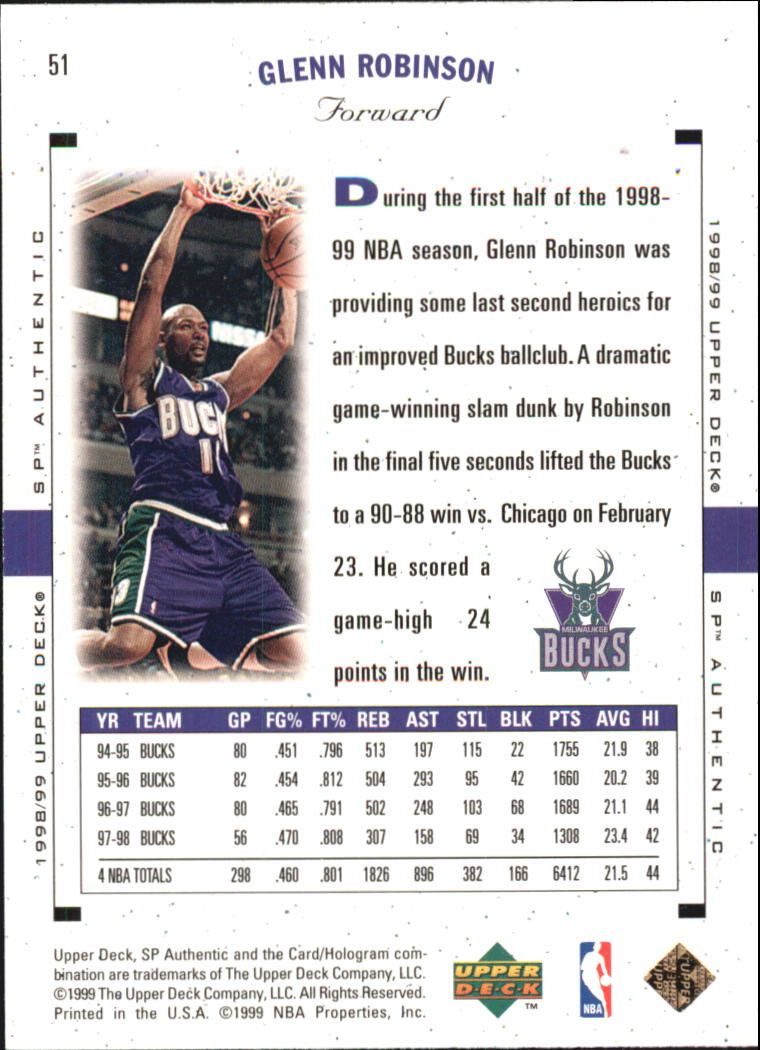 1998/1999 SP Authentic (Upper Deck) Basketball - Picture 59 of 129
