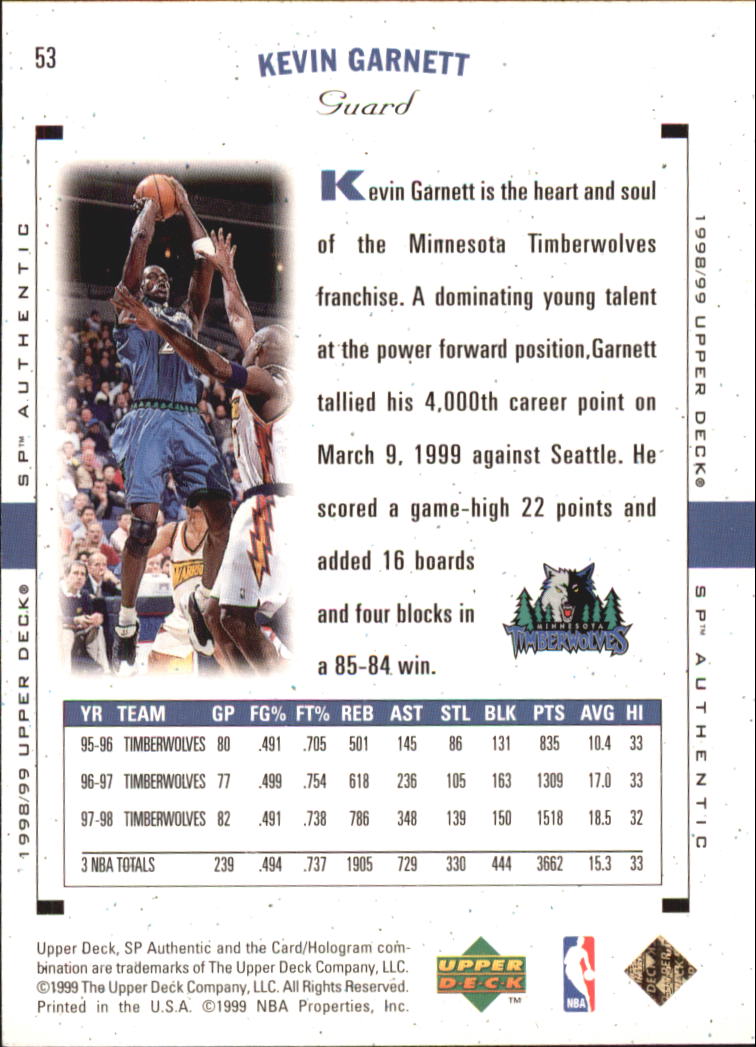 1998/1999 SP Authentic (Upper Deck) Basketball - Picture 61 of 129