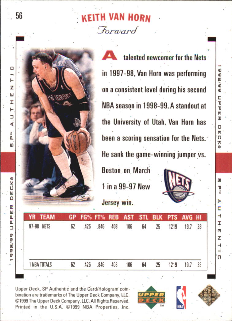 1998/1999 SP Authentic (Upper Deck) Basketball - Picture 67 of 129