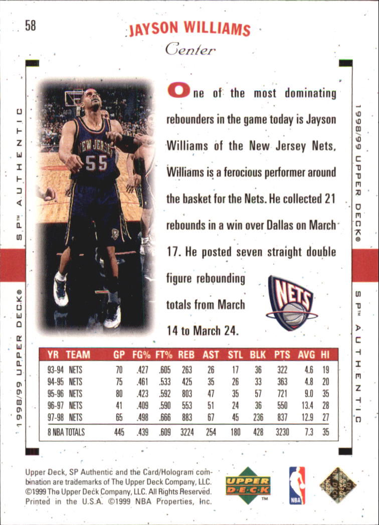 1998/1999 SP Authentic (Upper Deck) Basketball - Picture 69 of 129