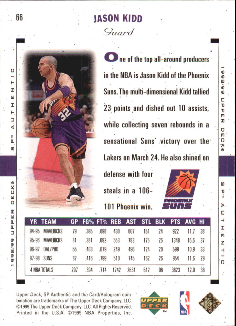 1998/1999 SP Authentic (Upper Deck) Basketball - Picture 79 of 129