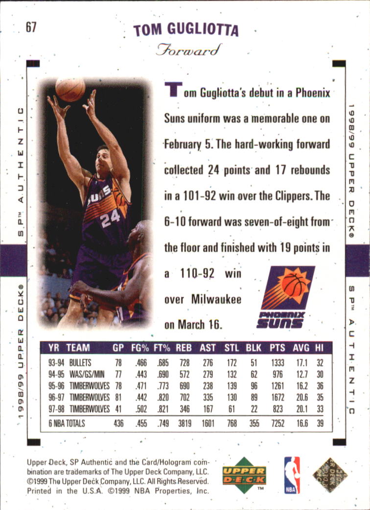 1998/1999 SP Authentic (Upper Deck) Basketball - Picture 81 of 129