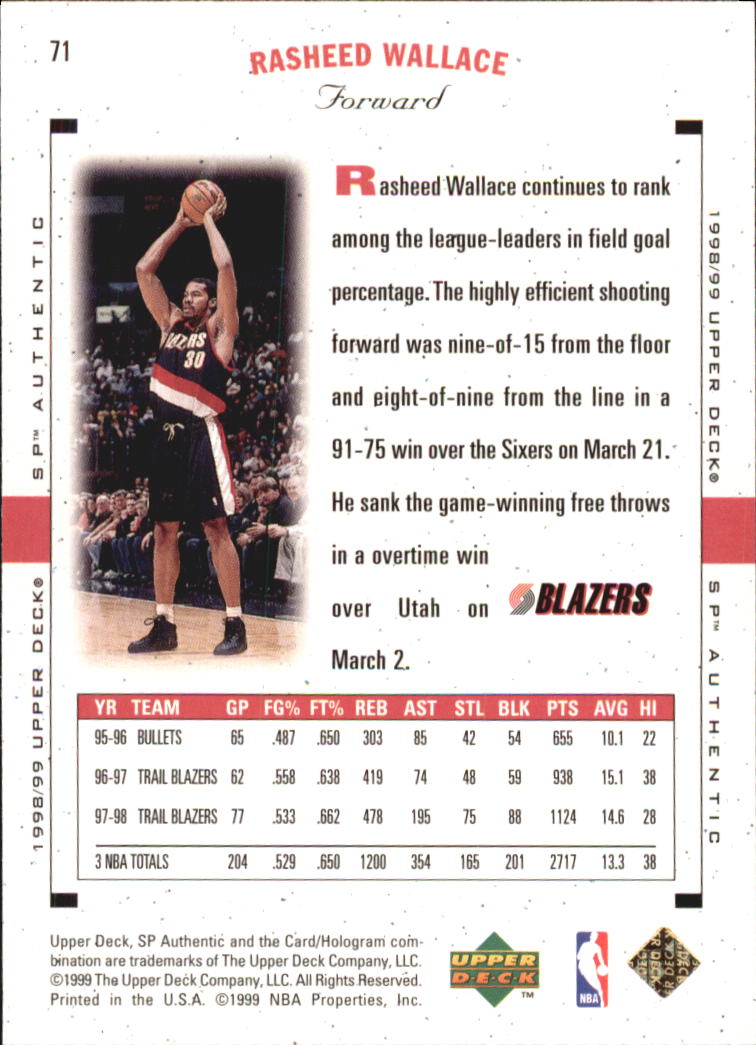 1998/1999 SP Authentic (Upper Deck) Basketball - Picture 83 of 129