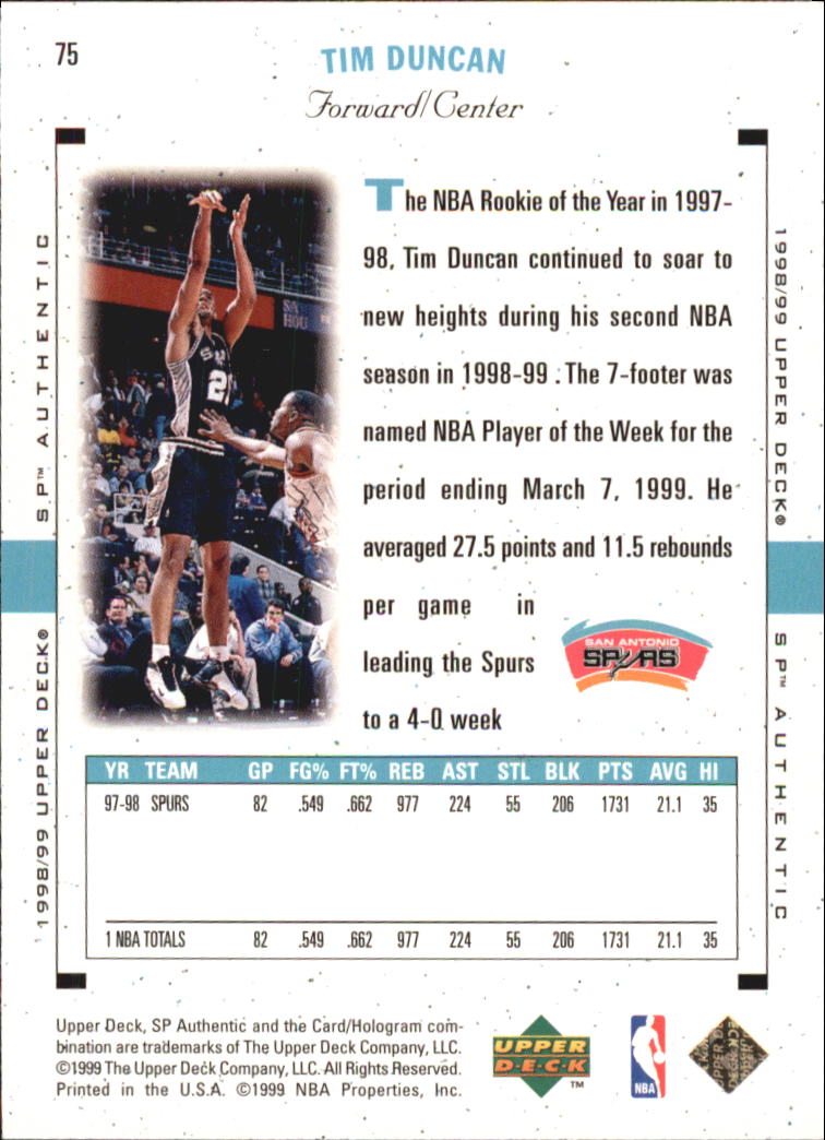 1998/1999 SP Authentic (Upper Deck) Basketball - Picture 89 of 129