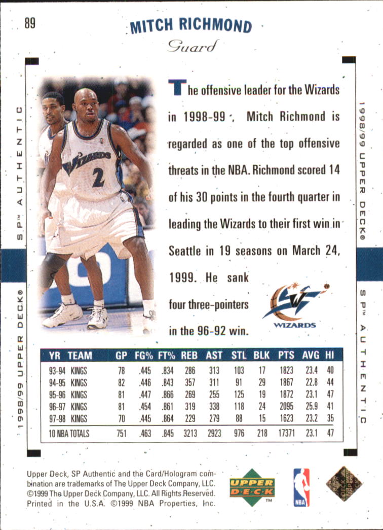 1998/1999 SP Authentic (Upper Deck) Basketball - Picture 105 of 129