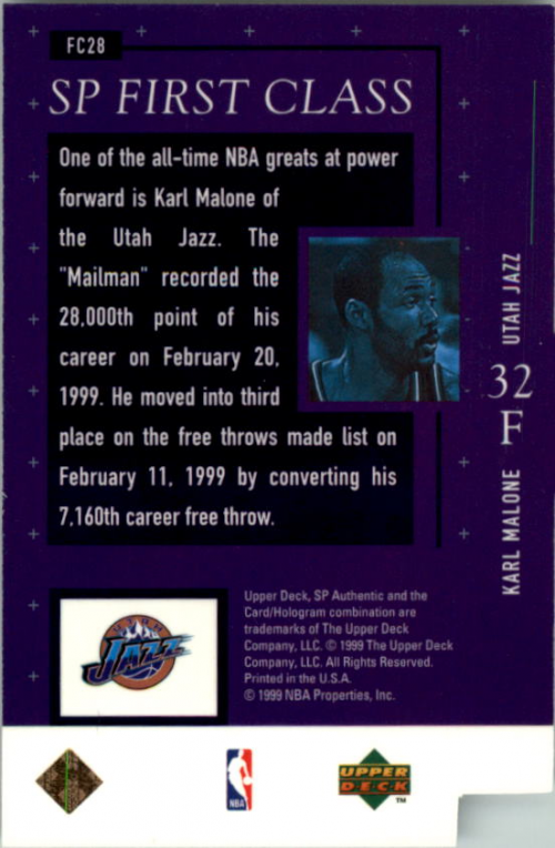 1998/1999 SP Authentic (Upper Deck) Basketball - Picture 127 of 129